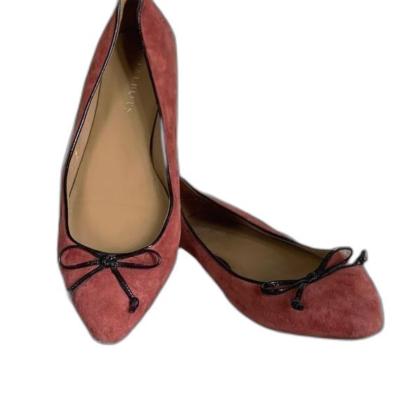 Talbots Muted Red/Pink Suede Pointed Toe Ballet Flats With Bow Size 9 - Picture 1 of 11